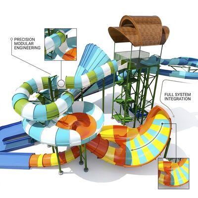 Half-Pipe Water Slide 15M — Pirate Cove Style Backyard Luxury Pool
