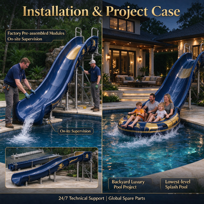 Pirate Cove Themed Half-Pipe Water Slide 5M Backyard Luxury Pool