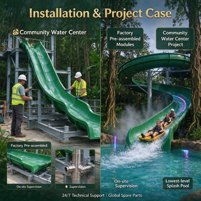 Enchanted Forest Themed AquaLoop Water Slide 16M Community Water Center